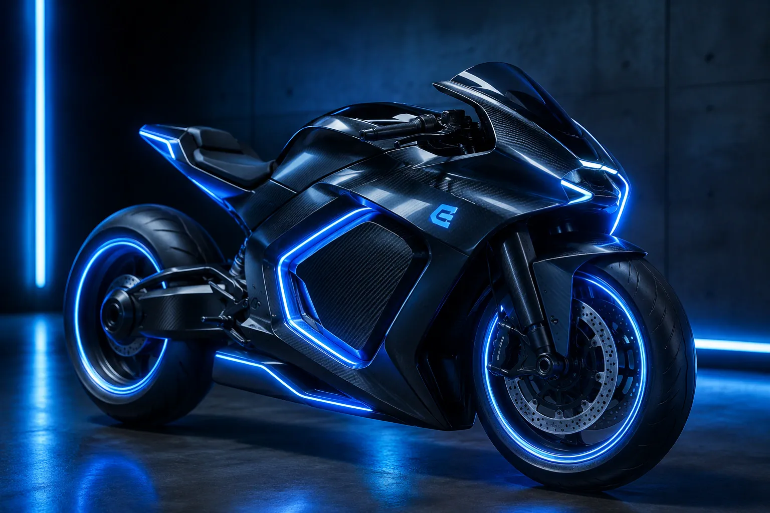 Render of a futuristic electric motorcycle